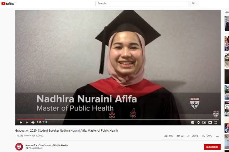 Nadhira Nuraini Afifa, Mahasiswa Asal  Indonesia Yang Berpidato Saat Wisuda Harvard. Apa Yang Disampaikannya?